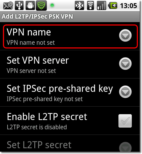 Setting up a VPN on Android - Part 7 - Set VPN server name