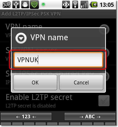 Setting up a VPN on Android - Part 8 - VPN Name