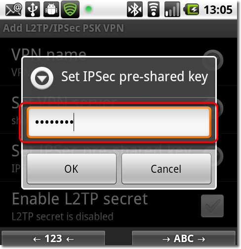 Setting up a VPN on Android - Part 12 - IPSEC key