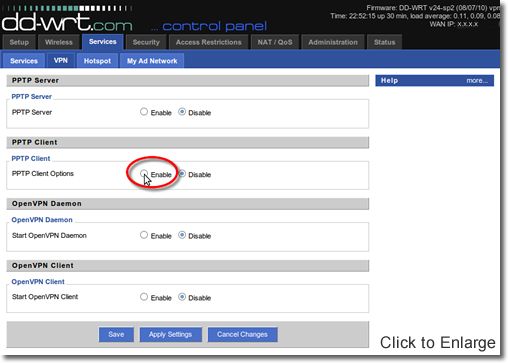 DD-WRT VPN Setup - Part 4 - Enable PPTP