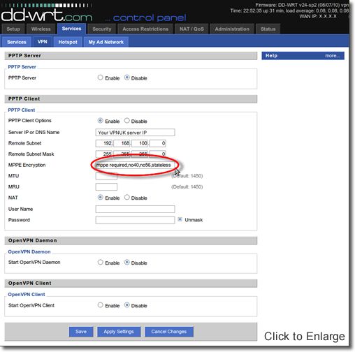 DD-WRT VPN Setup - Part 8 - MPPE Settings