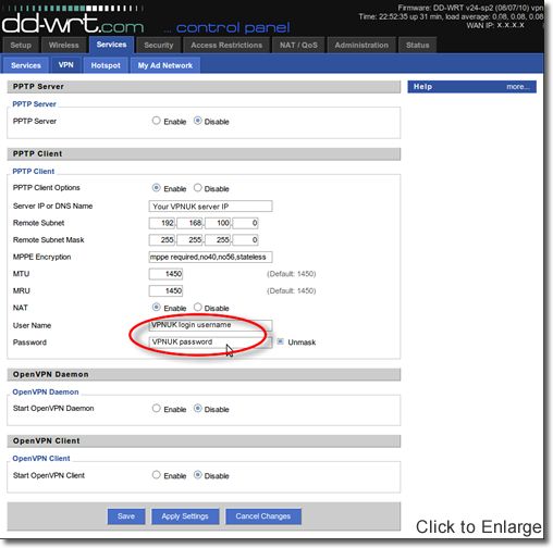 DD-WRT VPN Setup - Part 11 - Login Details