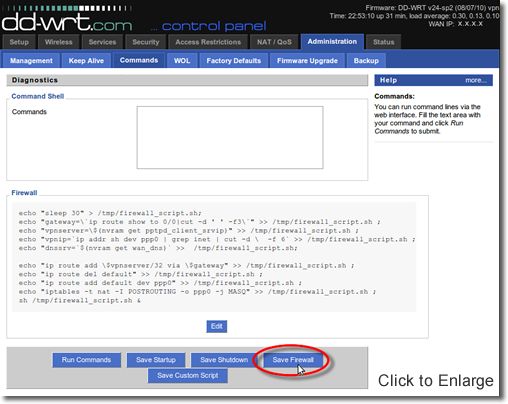 DD-WRT VPN Setup - Part 20 - Save Firewall Commands