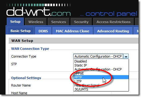DD-WRT VPN Setup - Part 3 - Connection Type