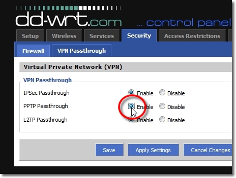 DD-WRT VPN Setup - Part 18 - PPTP Passthrough