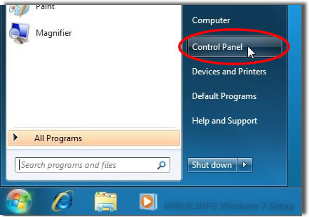 Setting up a VPN on Windows 7 - Part 1 - Go to Control Panel