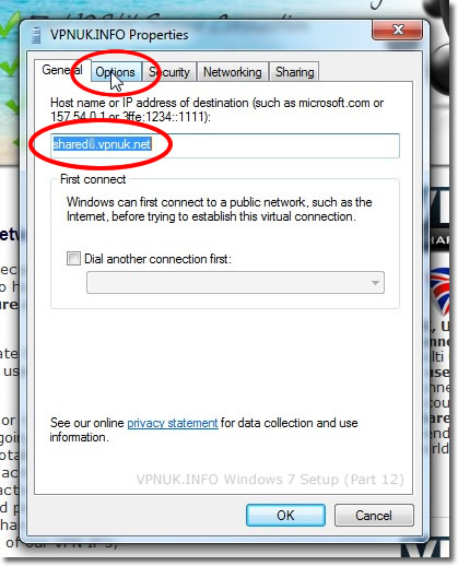 Setting up a VPN on Windows 7 - Part 12 - Click options
