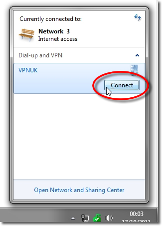 Setting up a VPN on Windows 7 - Part 10 - Click Connect