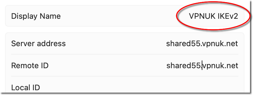 Enter Display Name: VPNUK IKEv2