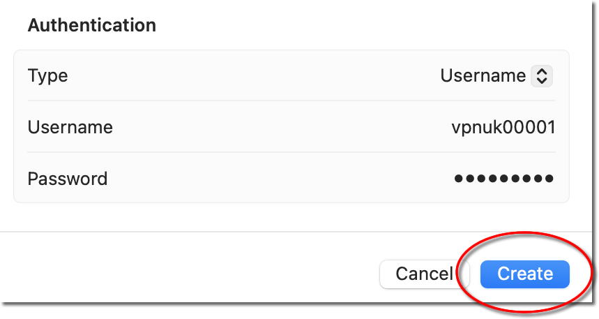 Click the Create button