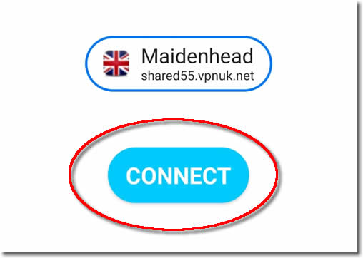 Android VPNUK App - Select server