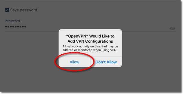 OpenPVN Connect Allow OpenVPN Connection