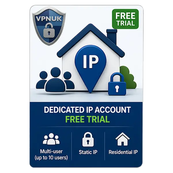 Dedicated IP VPN Account with One Month Free Trial